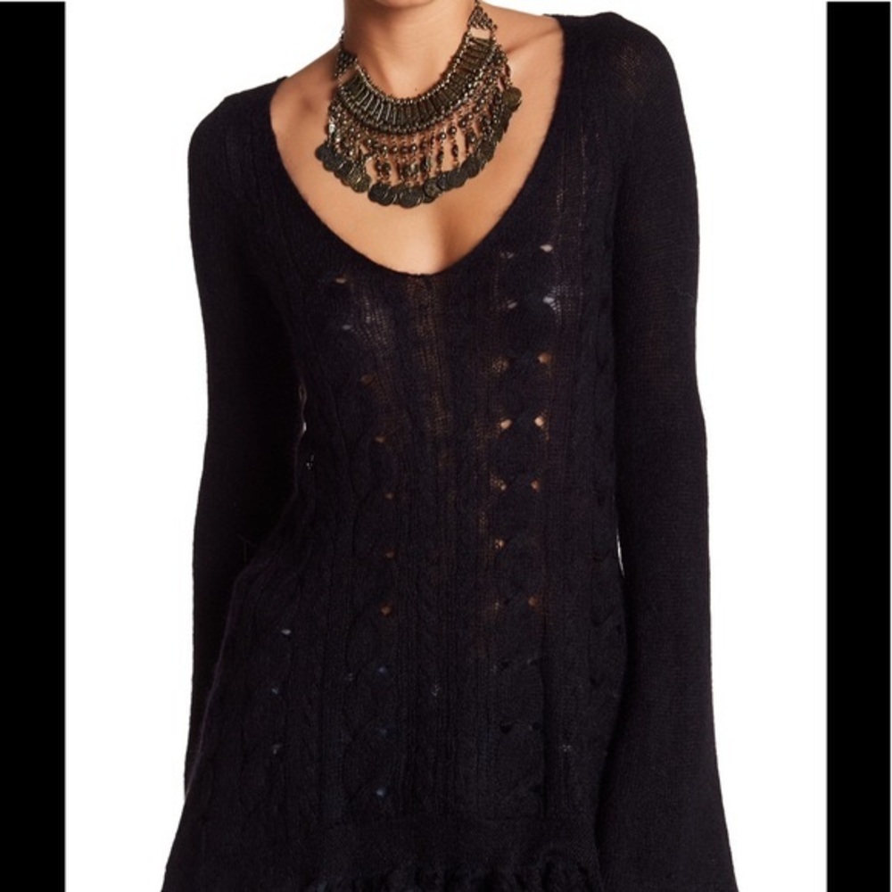 NWT Free People Waterfall Black Sweater - Picture 7 of 8